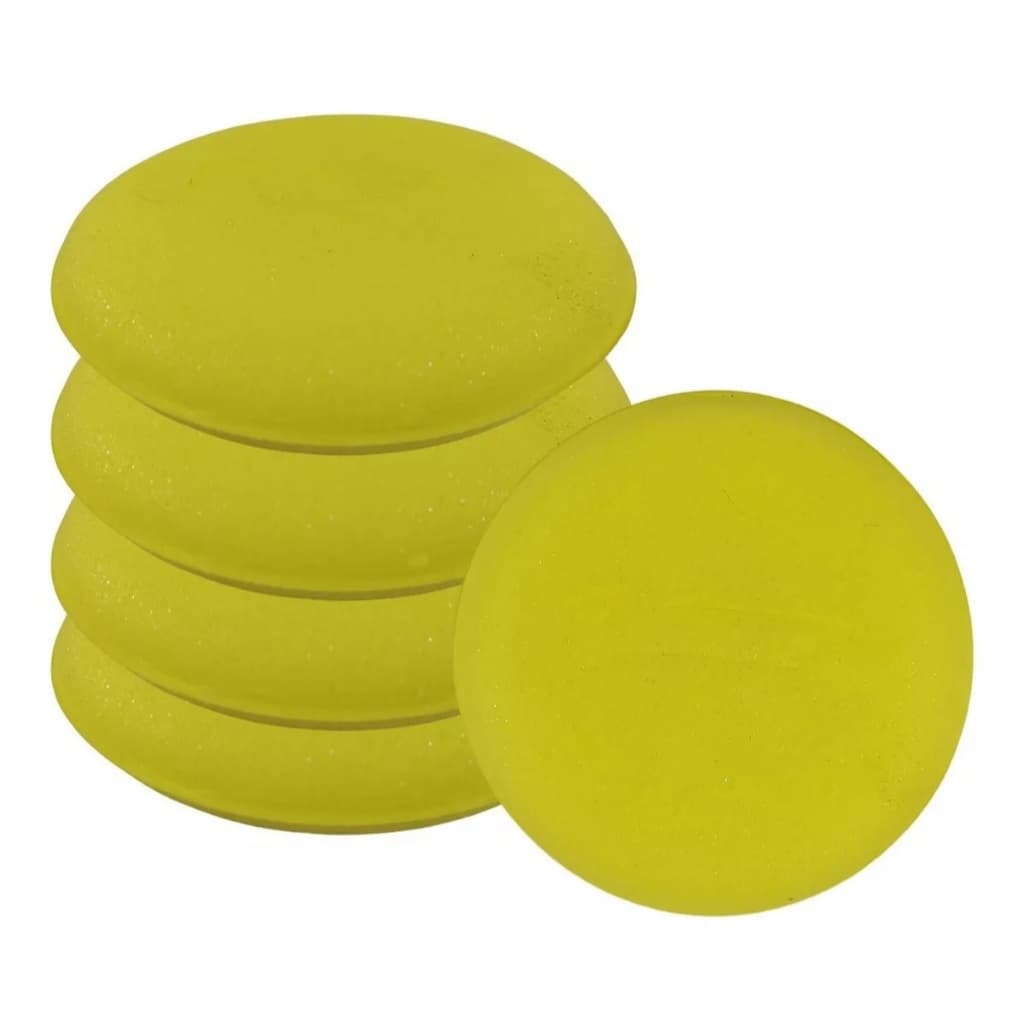 Kit 5 Aplicador de Cara Espuma Esponja Brilho Couro Silicone Pretinho para Carro e Moto