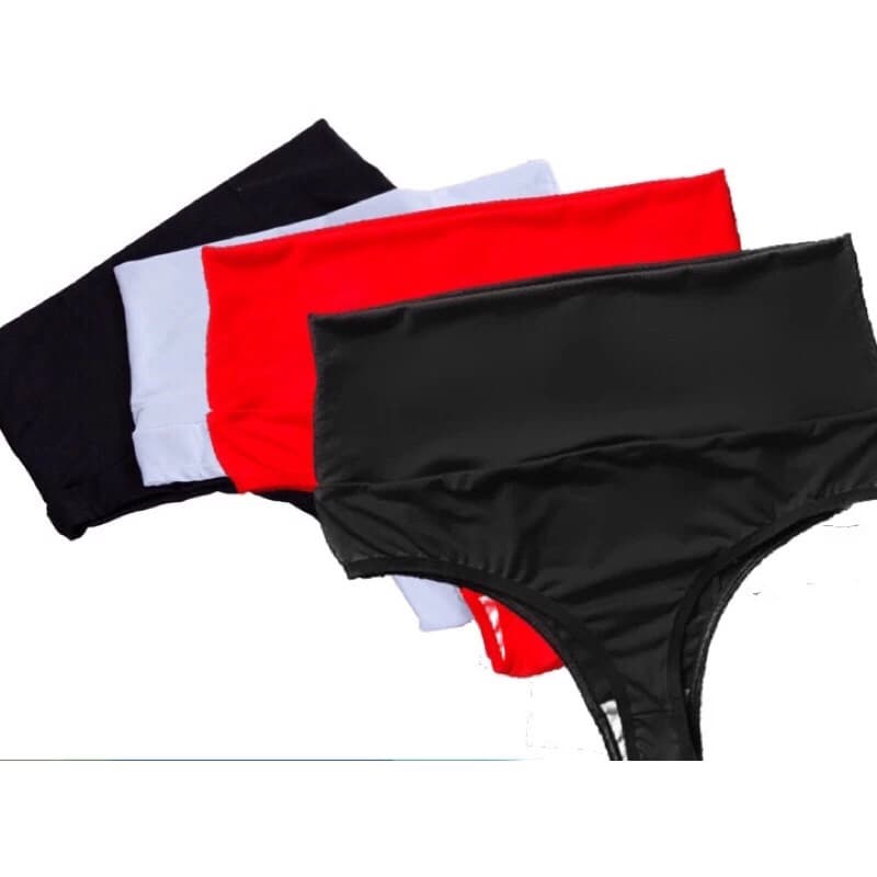 Kit Com 5 Calcinha fio Dental Cós Alto Lisa Aperta Barriga Modeladora Conforto Atacado Revenda