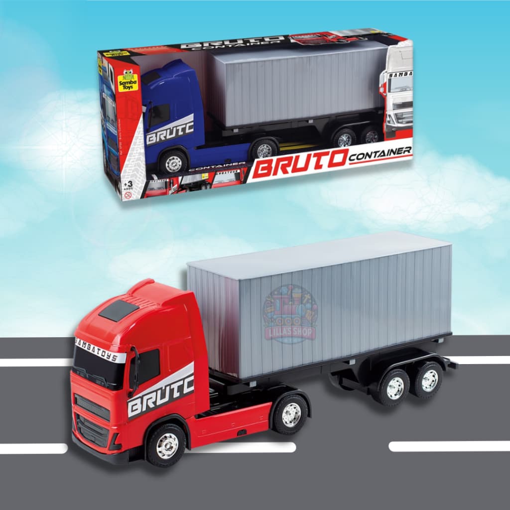 Caminhão de Brinquedo Infantil Carrinho Bruto Container Racing Roda Livre Colecionável 4x4