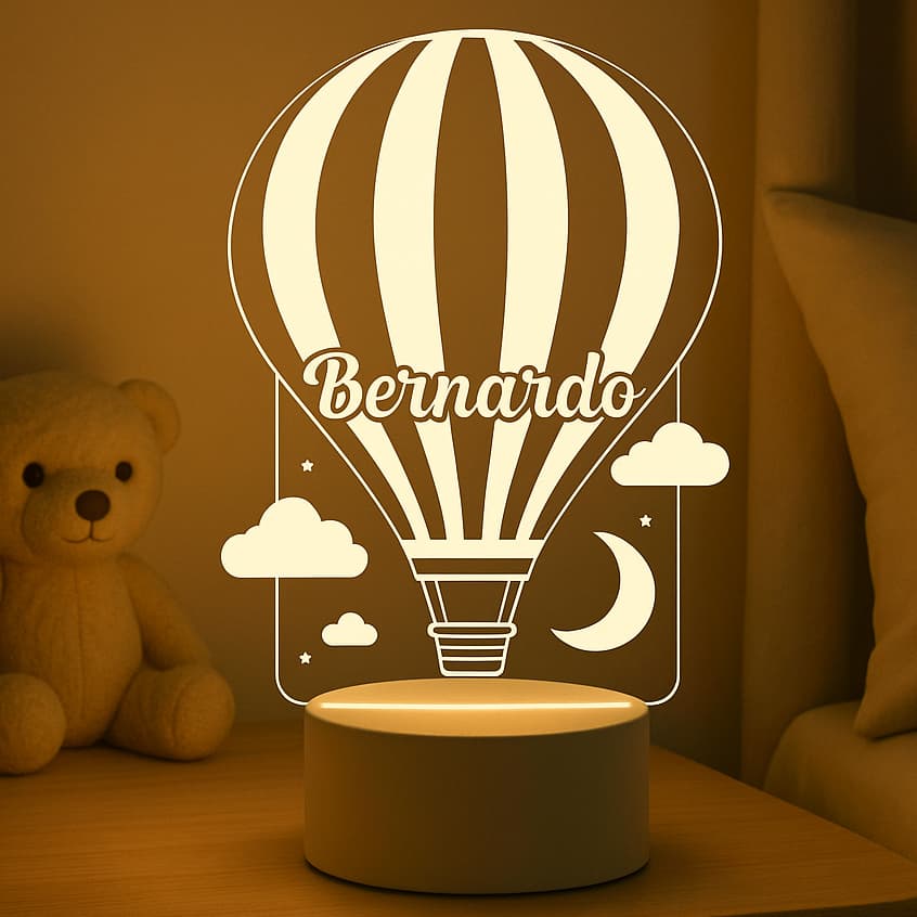 Luminária Balão LED 7 cores RGB Personalizada nome Criança, Decoração, Bebê, Acrílico
