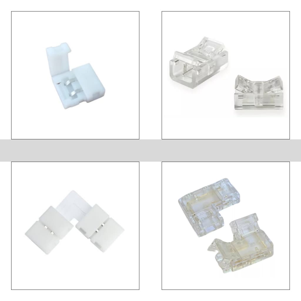 10 Und Conector Emenda Acrílica Ou Simples Para Fita LED 2835, 3528 Cor Única 2 Vias 8mm ou 10mm Sem Solda