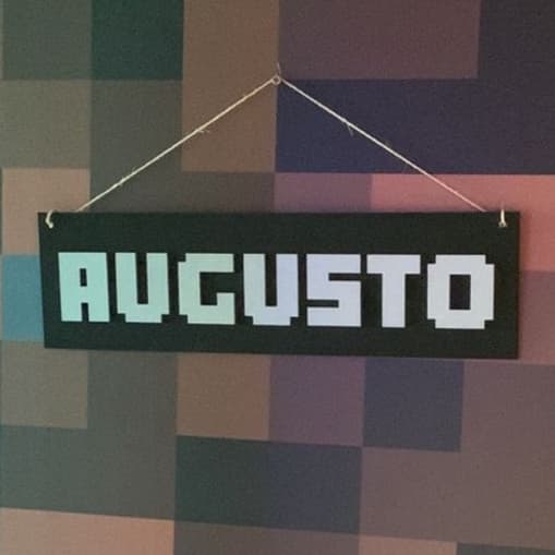 Placa Madeira Para Porta Minecraft Nome Personalizado Alto Relevo 3D Com Cizal