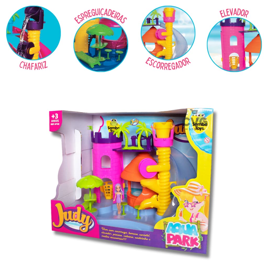 Playset Parque Aquático da Judy com Boneca Brinquedo Infantil Samba Toys
