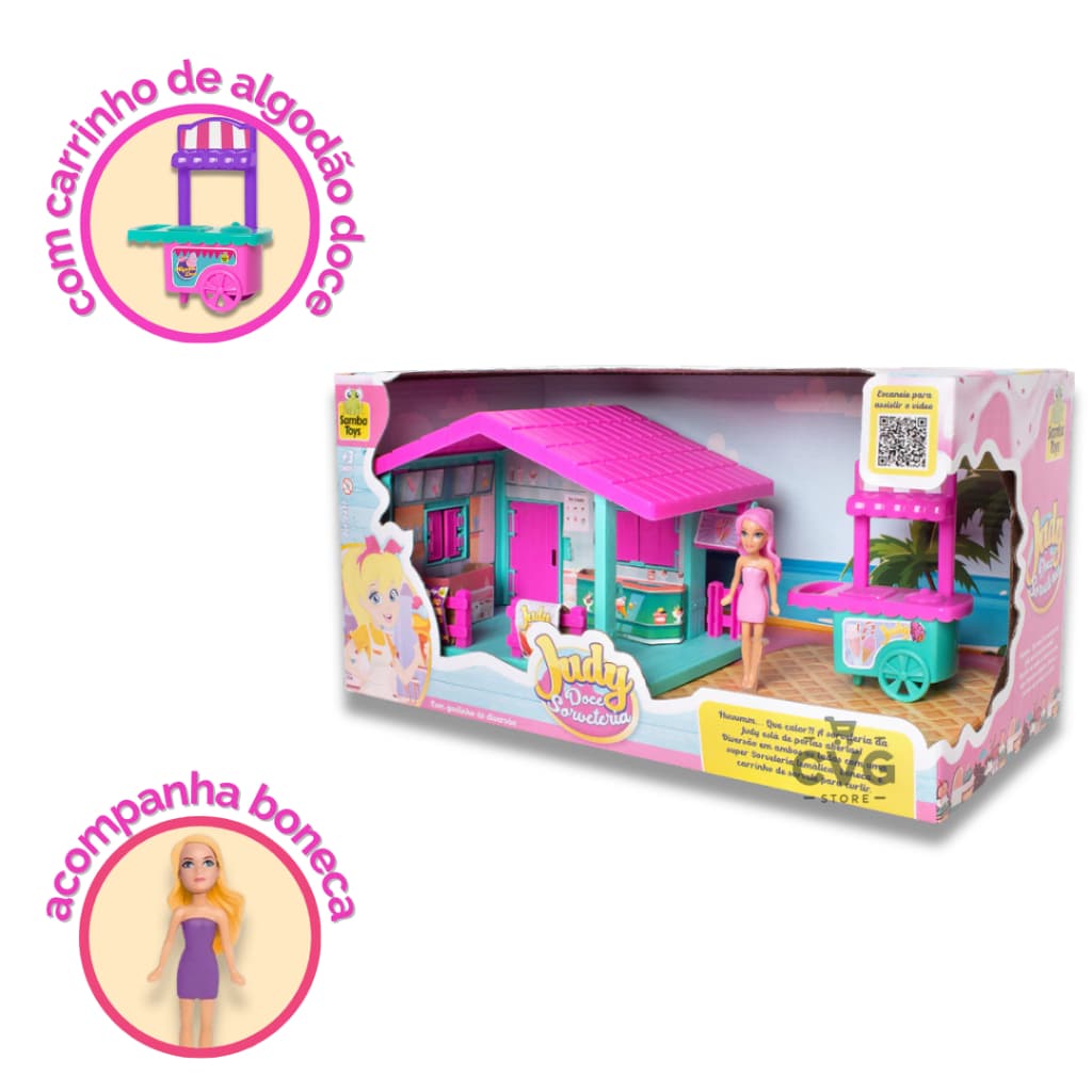 Playset Judy Doce Sorveteria com Boneca Brinquedo Infantil