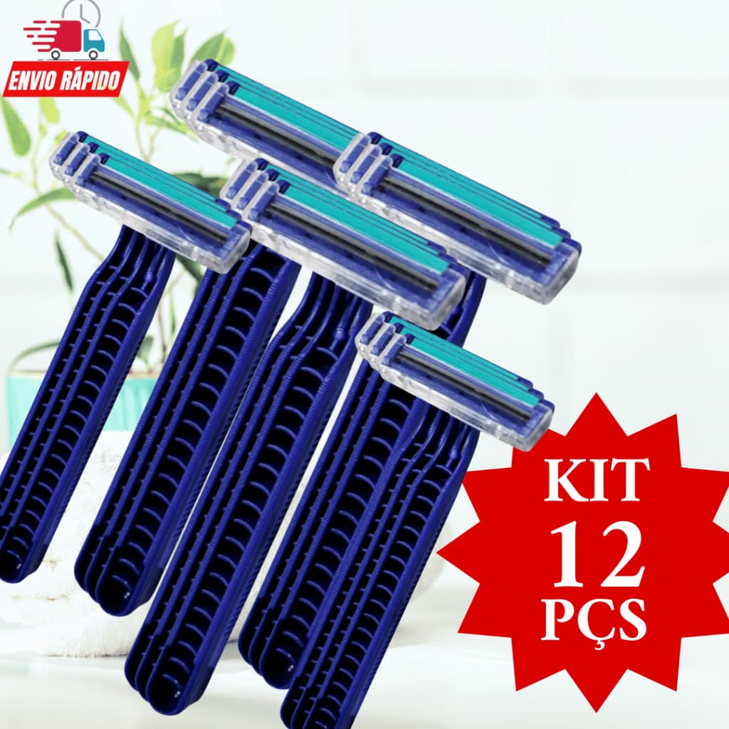 Kit 12 Cartela Barbeador Descartavel para Depilar Barbear Com 2 Lâminas Depilação Tirar Pelos Laboratorio Estudio