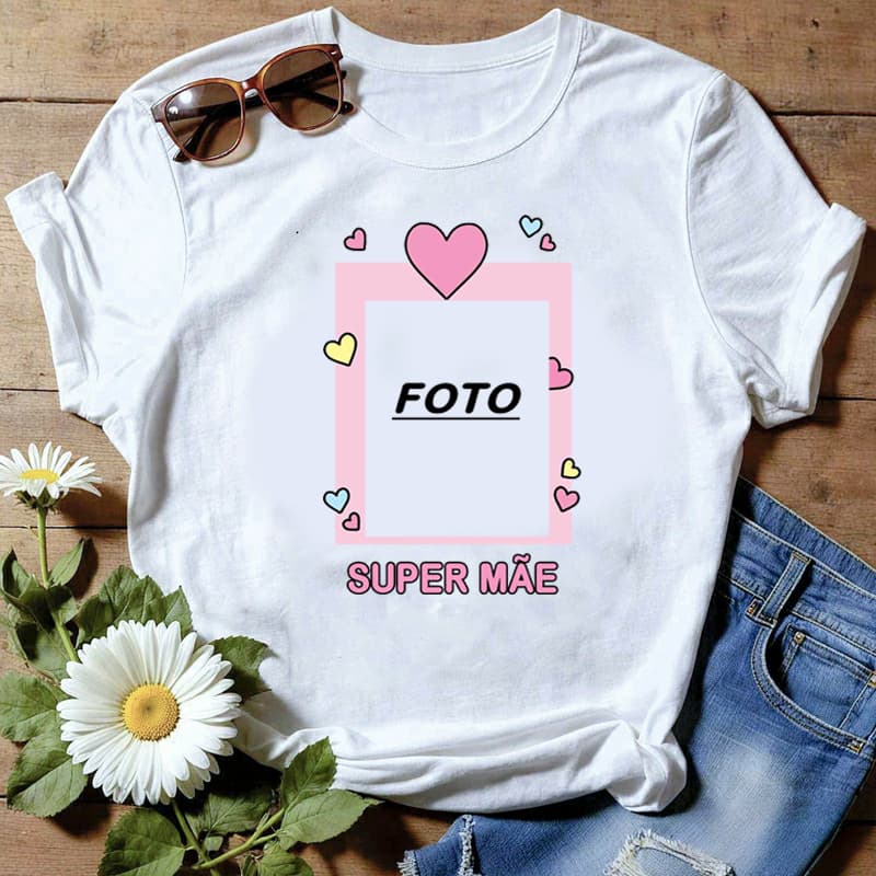 Camiseta ou Baby Look Dias Das Mães Com Foto Da Mamãe Envio Imediato