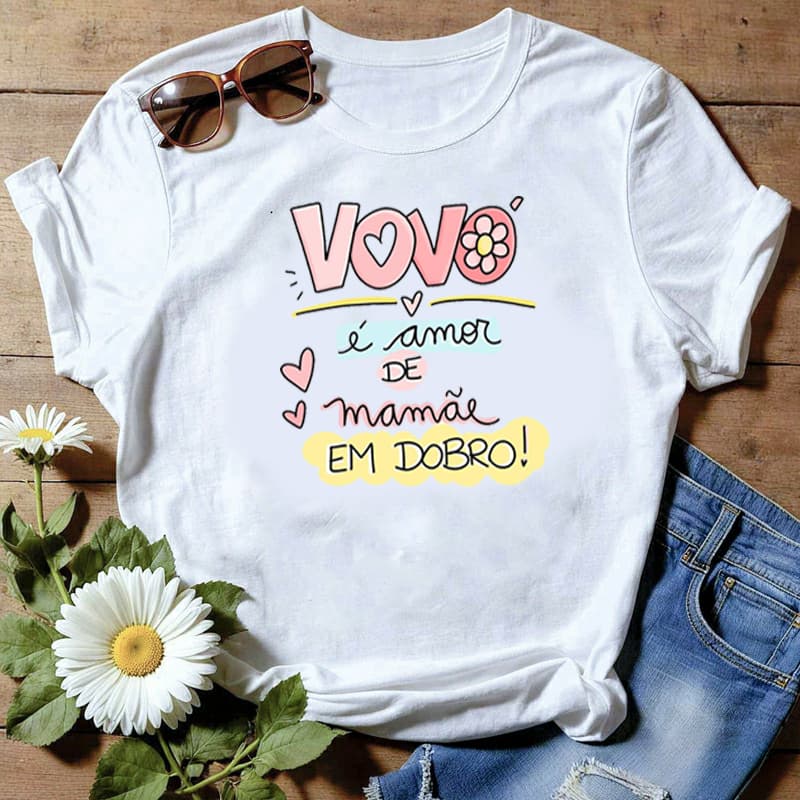 Camiseta ou Baby Look Dias Das Mães Vovô É Amor De Mãe Em Dobro Envio Imediato
