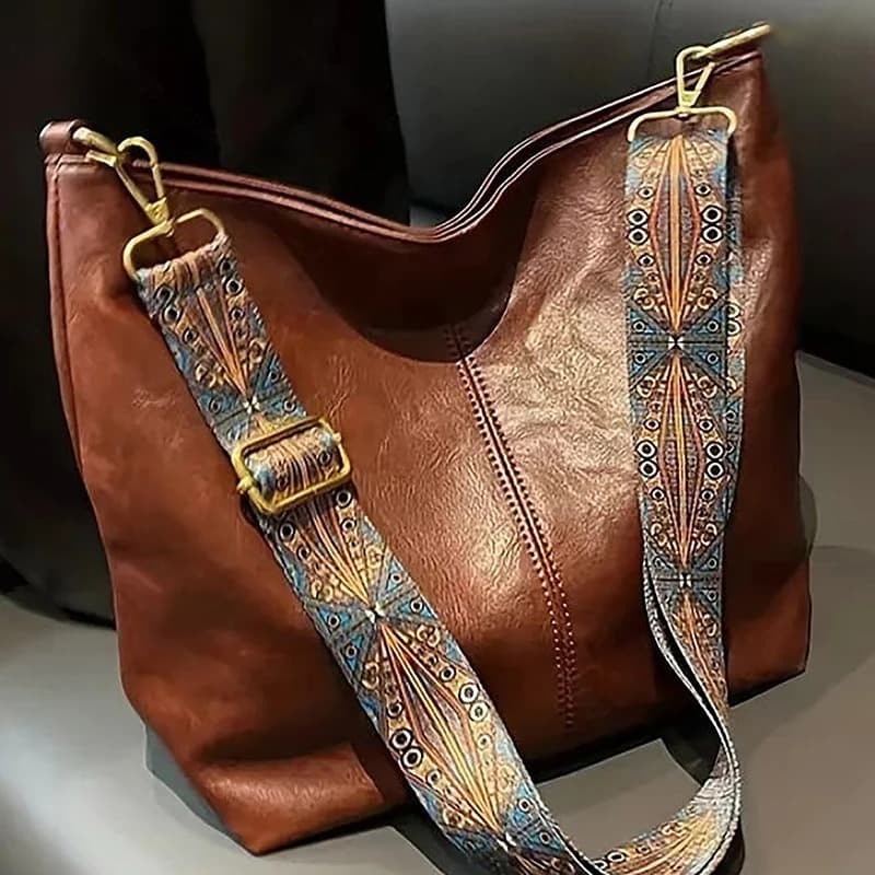Bolsa De Ombro De Grande Capacidade Com AlçA GeoméTrica Em Negrito – Crossbody Retrô Para Meninas Da Moda