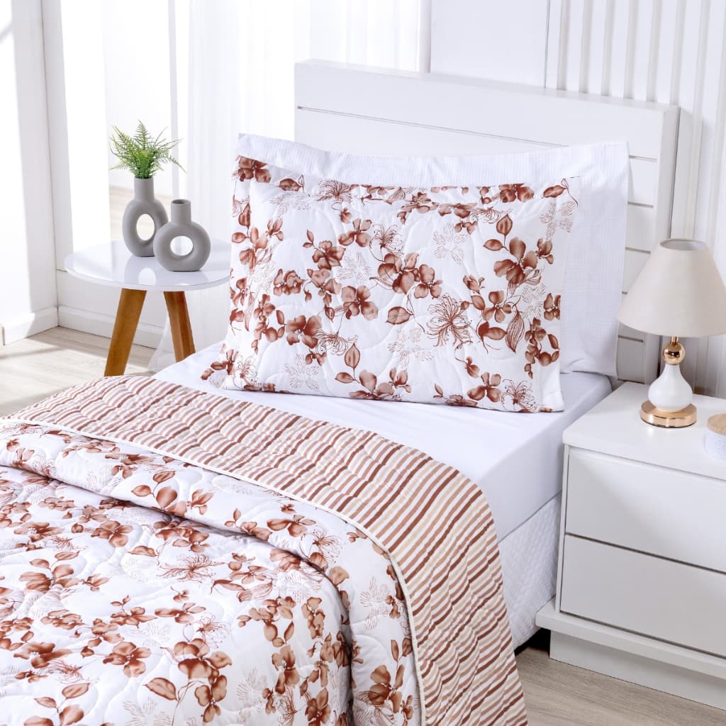 Kit Cobre Leito Solteiro 2 Pçs COLORI Estampado Percal 200 Fios Dulpa Face
