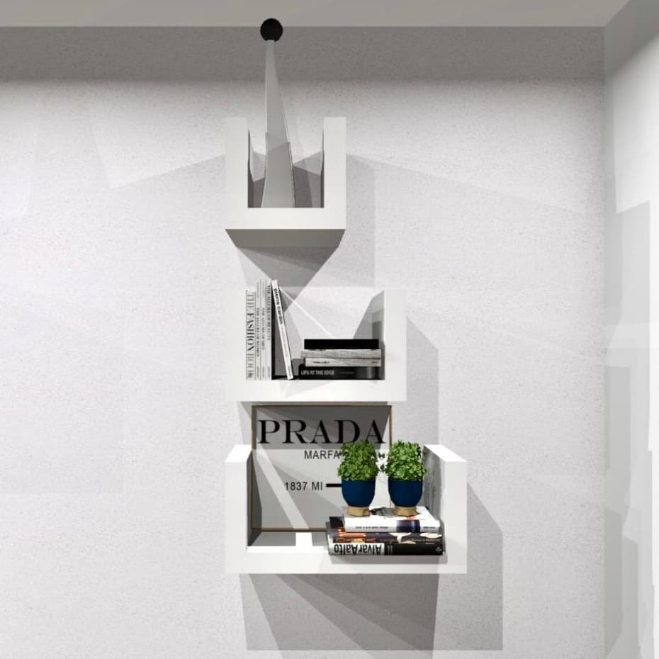 Kit 3 Nicho Em U MDF Branco Para Decoração Casa Quarto Sala Suporte Livro