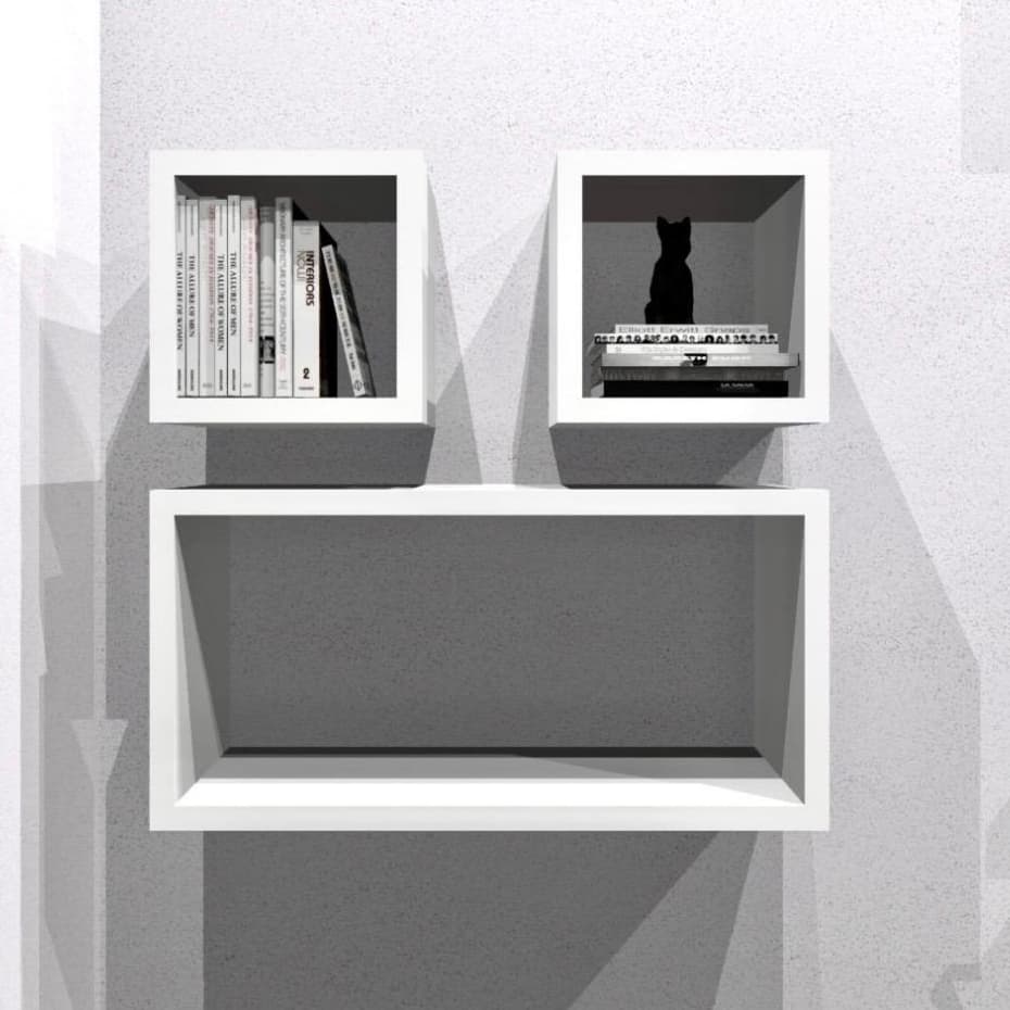 Kit 3 Nichos Retangulares Em MDF Branco Para Decoração Casa Quarto Cozinha Sala