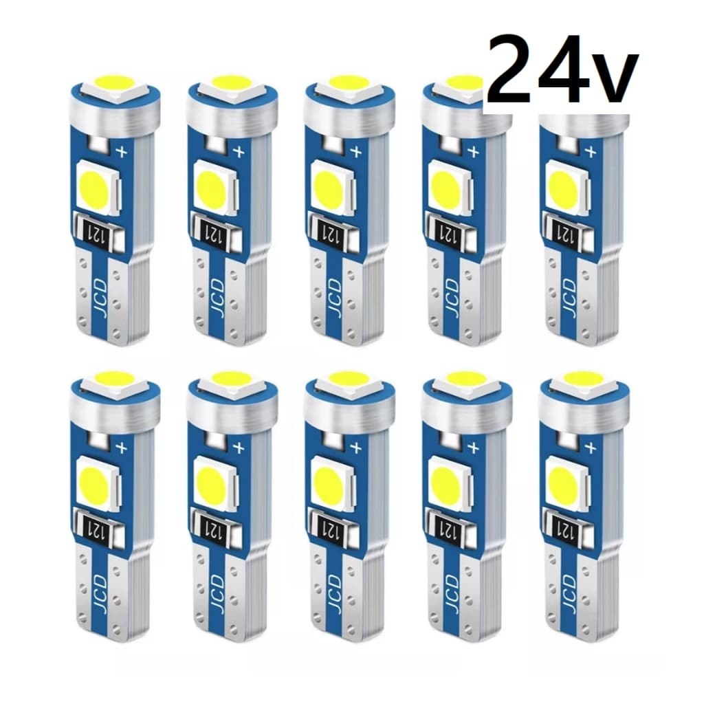 LAMPADA LED T5 CAMINHÃO PINGUINHO 24V 3 CHIP SMD 10 UNIDADES
