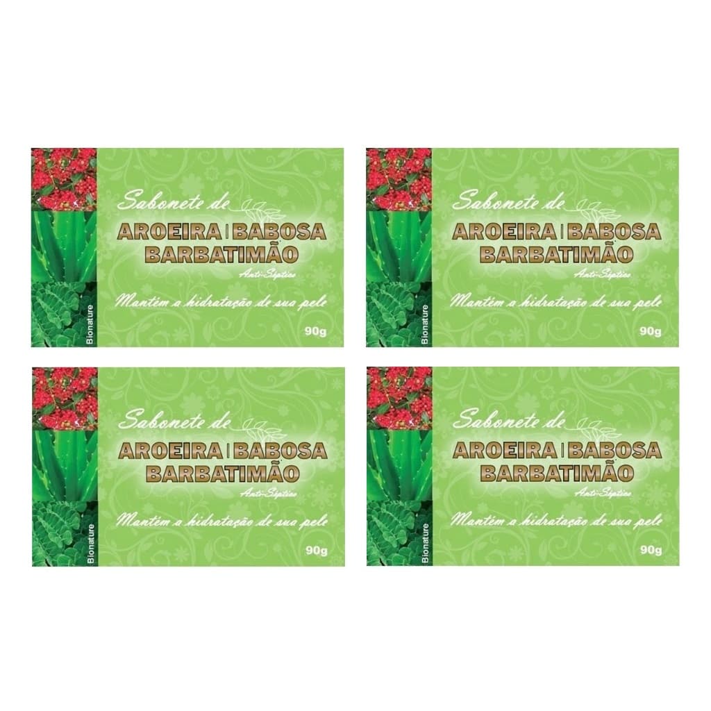 Kit 4un Sabonete em Barra de Aroeira Babosa e Barbatimão 90g - Bionature