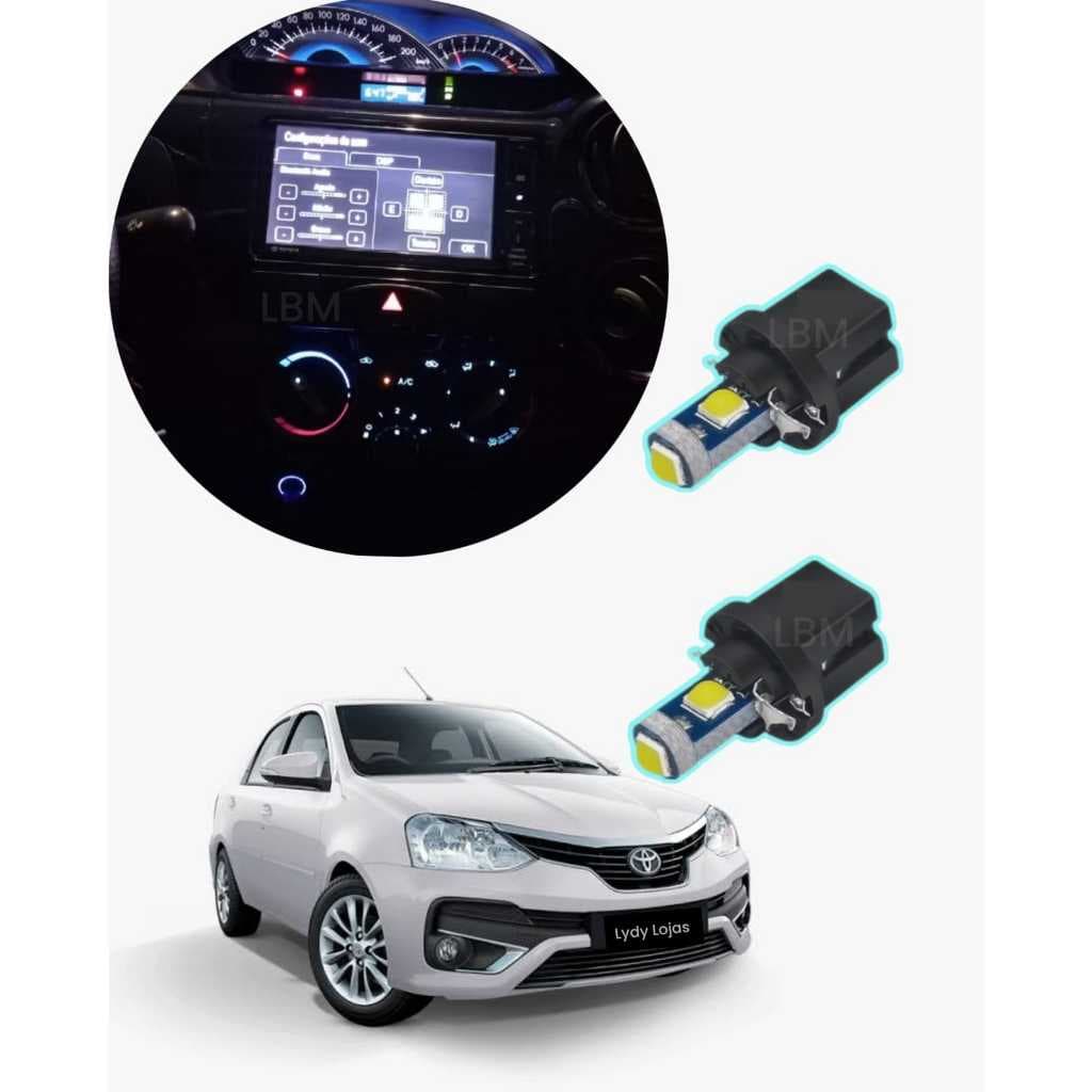 LAMPADA LED TOYOTA ETIOS PAINEL AR CONDICIONADO SUPER BRANCO ICE BLUE