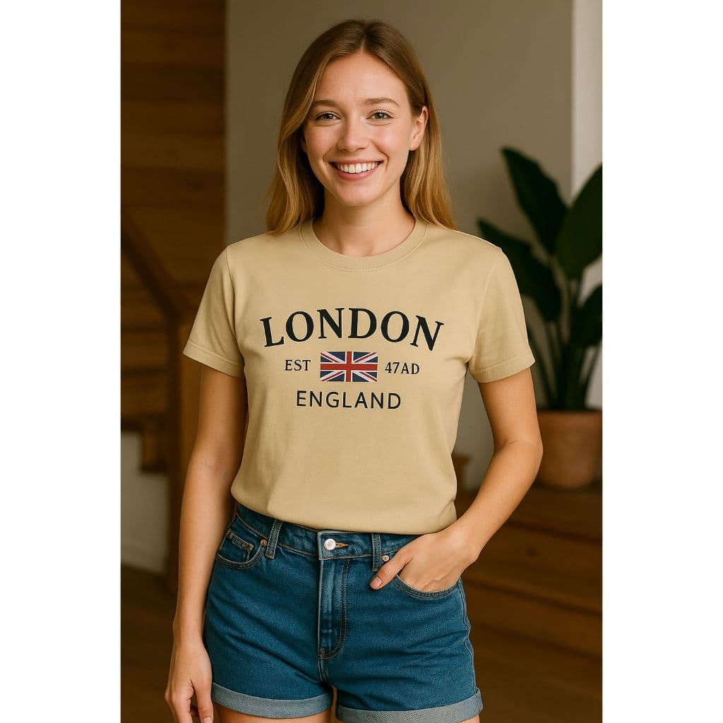 Blusa Feminina Estampa London England T-Shirt Camiseta Slim Basic 100% Algodão