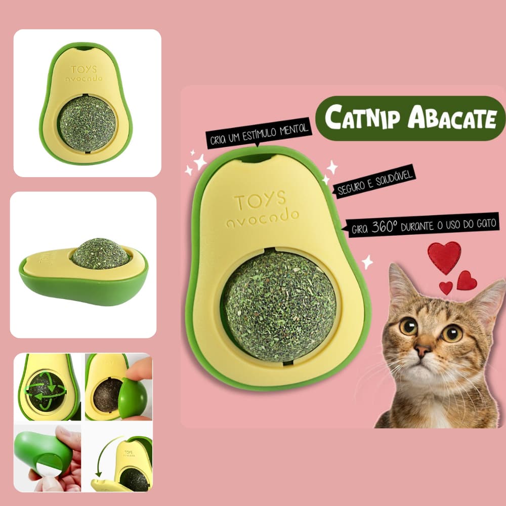 Formato Abacate 360º Giratório Estimulante De Brinquedo Para Gatos Com Catnip Erva Gato Natural