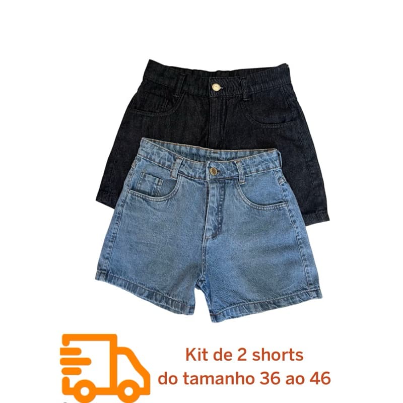 Kit de shorts jeans feminino Meia coxa Cintura alta 100%  algodão