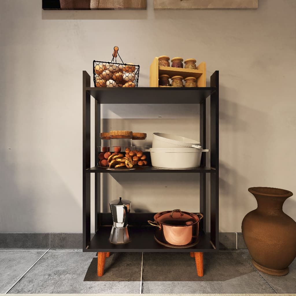 Balcão de Cozinha Armário Compacto Estilo Industrial 100% MDF Pés de Madeira Fulldecor - Mod.0704
