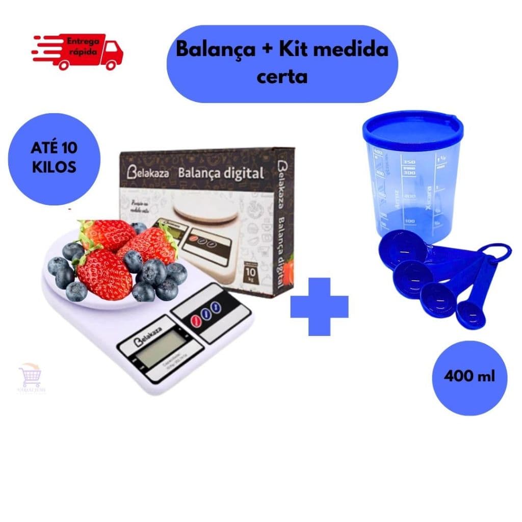 Balança Digital + Kit Medida Certa Para Suas Receitas Dieta Facilita Seu Dia Qualidade Promoção