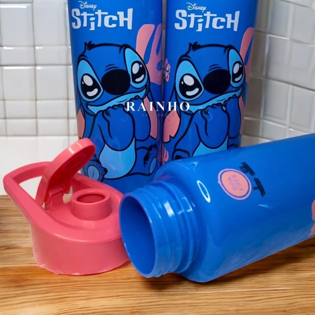 Garrafa Stitch Infantil Garrafinha Escolar Stitch 700ml Azul e Rosa