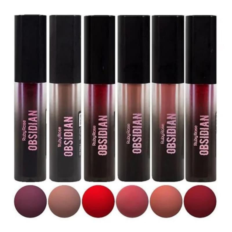 Ruby Rose - Batom Líquido Creme Lip Obsidian Vegano 1 a 6