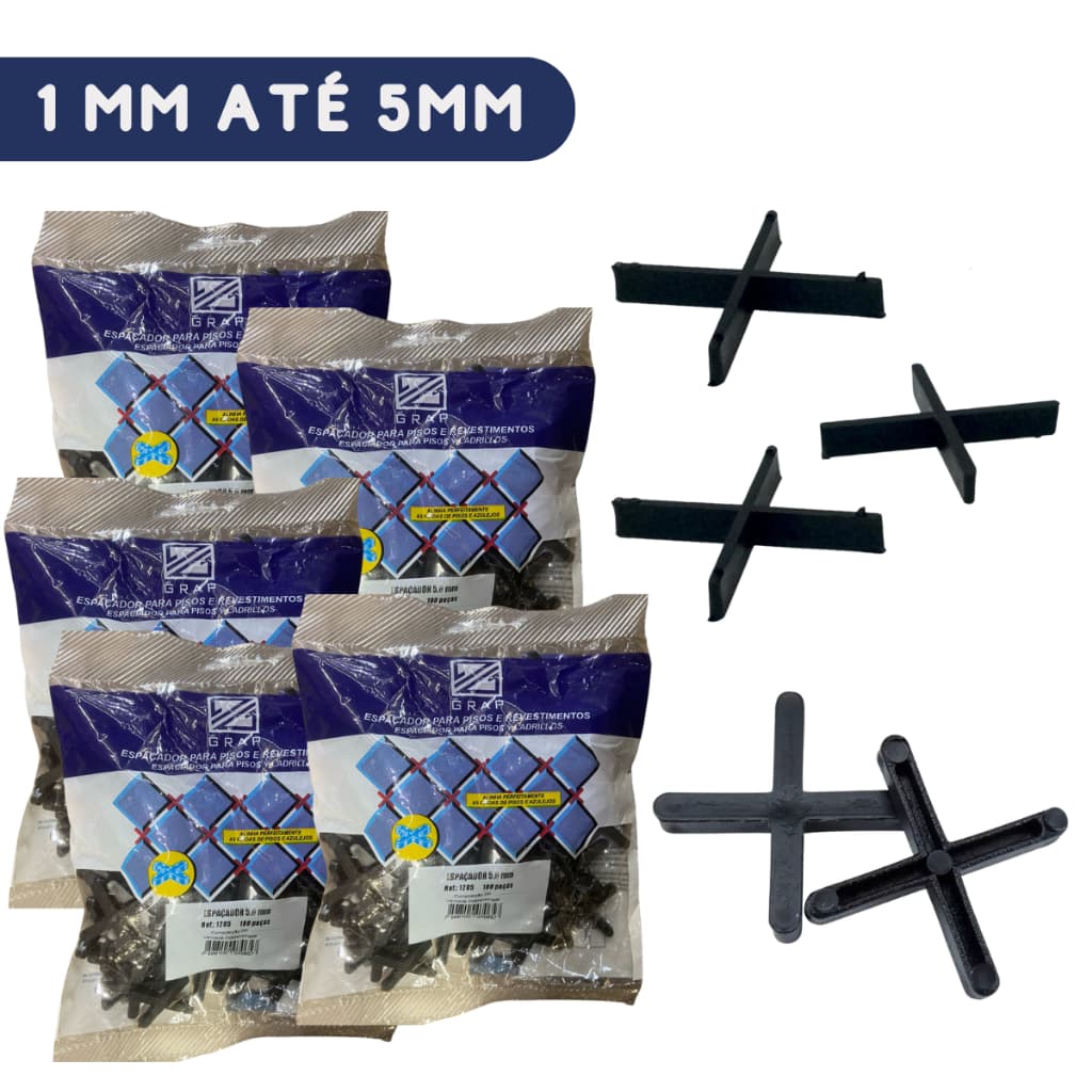 Kit 500 Niveladores Espaçador Azulejo E Piso 1mm Até 5mm | Espaçadores de Chão Azulejo Cruzeta