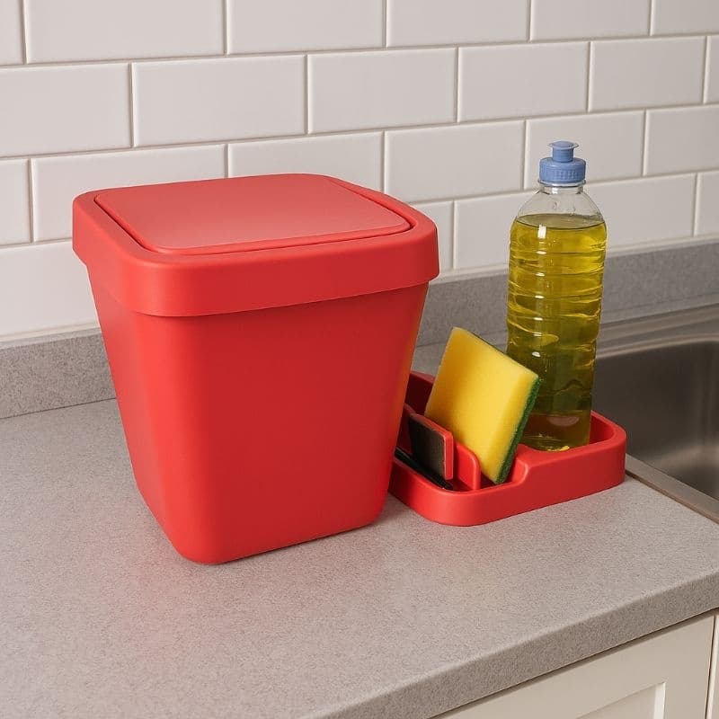 Kit Lixeira para cozinha -Organização  Kit Pia cozinha com suporte e rodinho