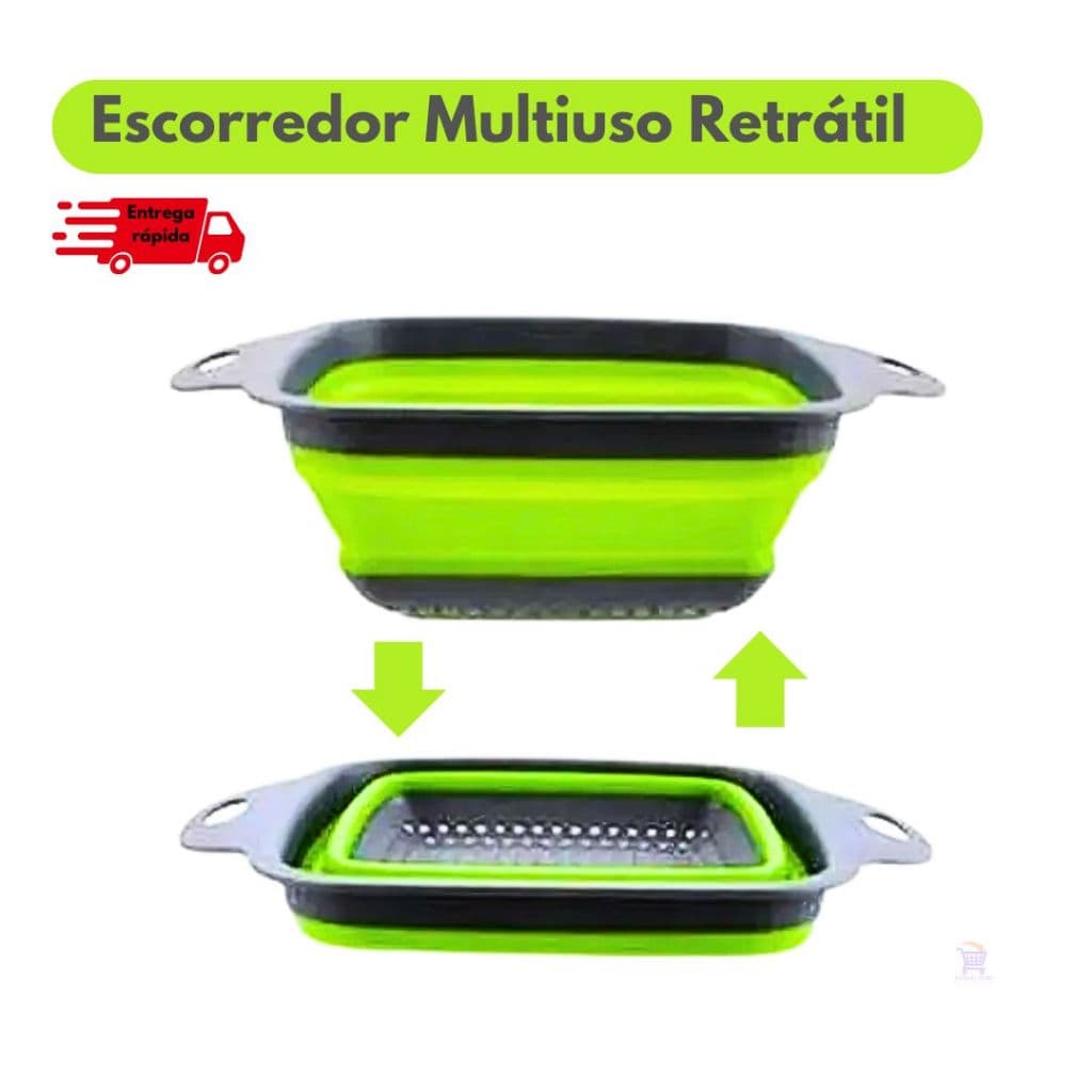 Escorredor Dobrável Multiuso De Silicone Macarrão Legumes Saladas E Frutas De Cozinha E Restaurante Cores Diversas