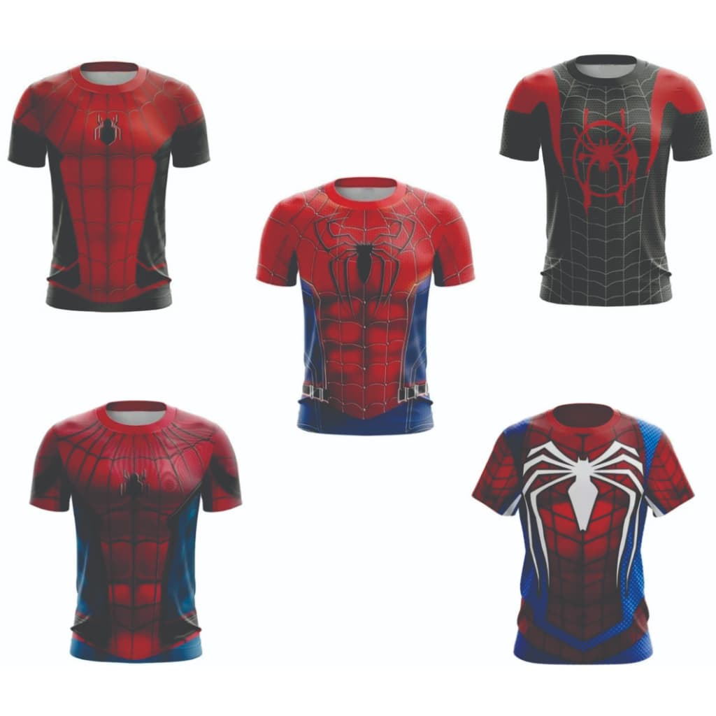 Camisa Camiseta Traje Homem Aranha 3D Dryfit - Proteção Uv / Academia / Corrida/ Treino / Infantil / Adulto