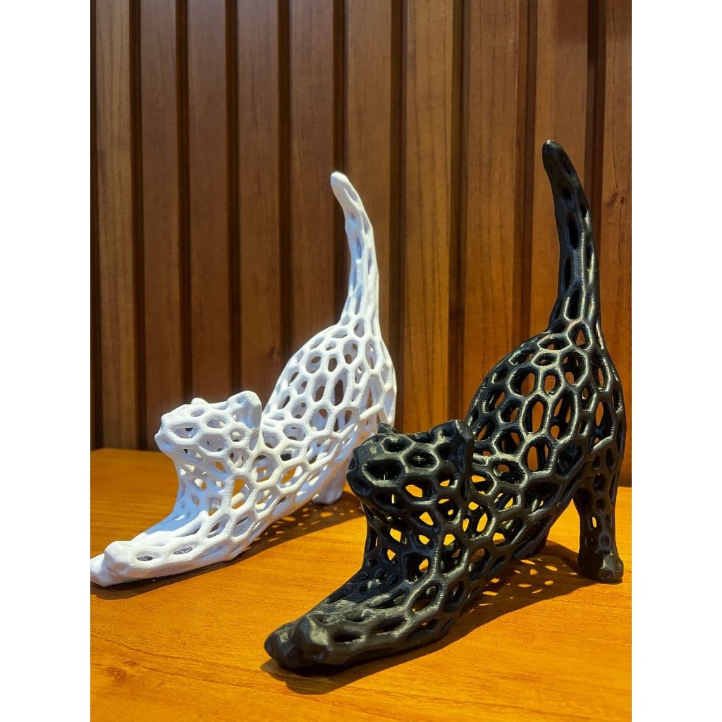 Gato 3D Vazado Estatua Enfeite Objeto Decorativo Decoração Preto/Branco/Bicolor 20cm