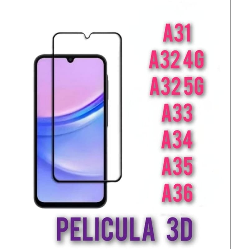 3D Película de Vidro Temperado Para seu Celular Galaxy  A31, A32 4G, A32 5G,A33, A34, A35 E A36...