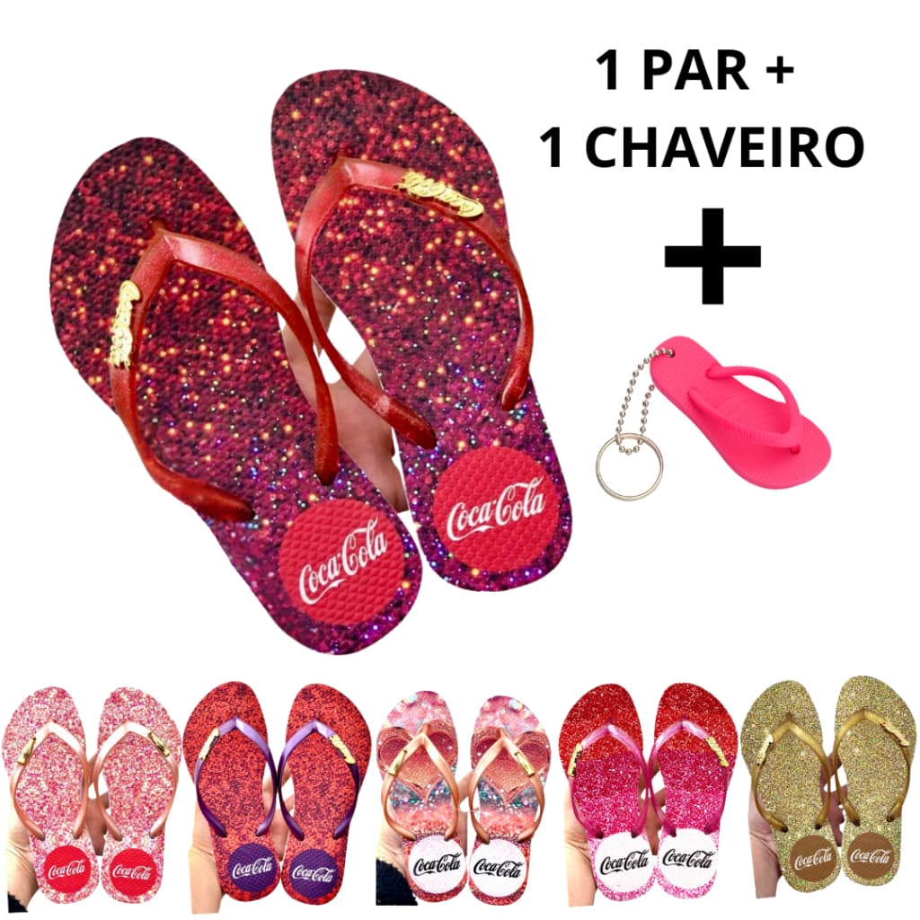 Chinelo Coca Feminino Chinela Feminina com Mimo Chaveiro Mini Chinelo CCF GGR1