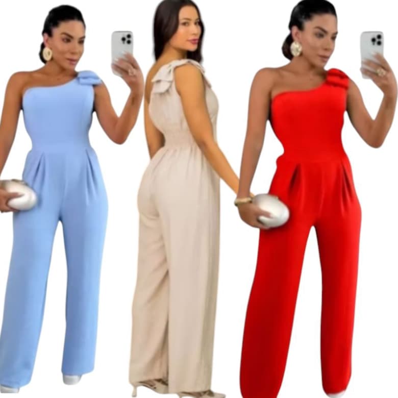 Macacão Longo Femenino Elegance M,G,GG Tecido Sensorial
