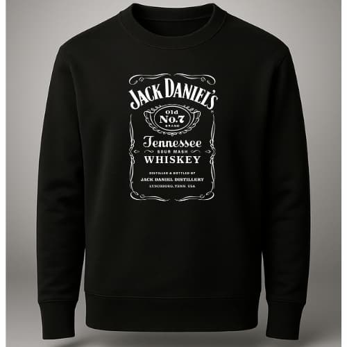 Moletom Masculino Gola Careca Estampado Jack Daniels Whisky Blusa de Frio sem Capuz Lançamento Unissex