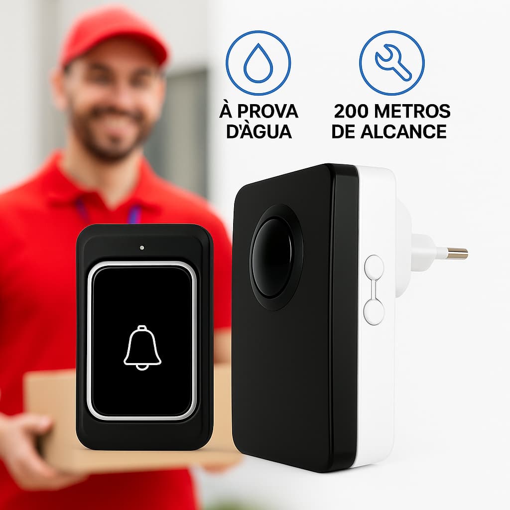 Campainha Sem Fio Bivolt Prova d'Água - 38 Toques - Alcance 200m - Ideal para Casas e Apartamentos