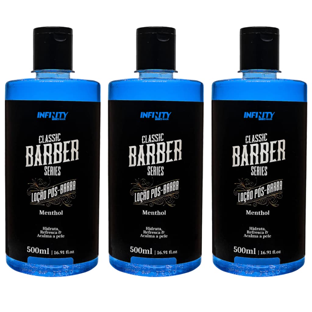 Kit 3x Loção Pós-Barba Menta 500ml Infinity Looks Hair Alívio e Frescor Imediato,- Envio Imediato