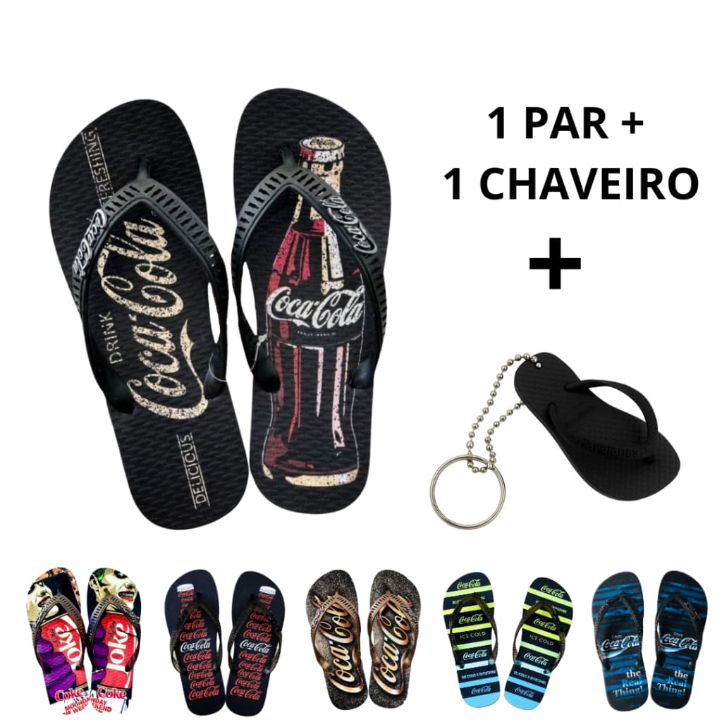 Chinelo Coca Masculino – Leve e Confortável com Mimo Chaveiro Mini Chinelo Chinela Masculina GGR1
