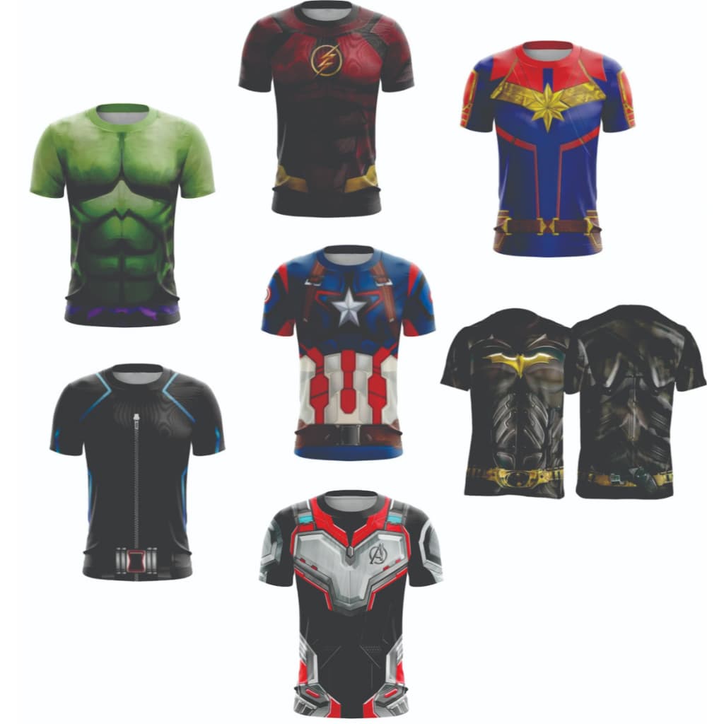 Camisa / Camiseta Dryfit  Super Heróis  3d  Fantasia Adulto Infantil Proteçao Uv