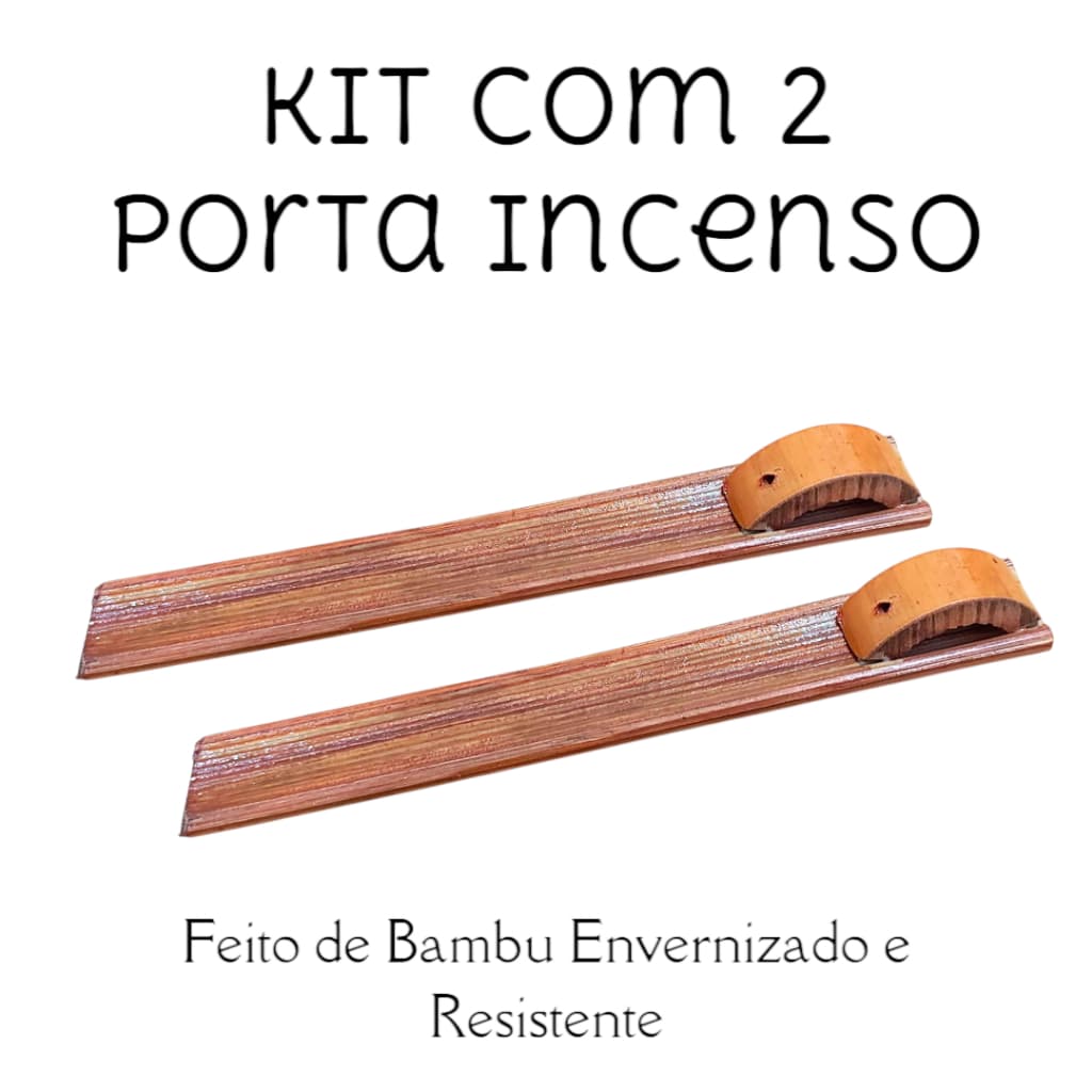 Kit com 2 Porta Incenso de Bambu Envernizado Rústico Suporte Incenso Decorativo Resistente
