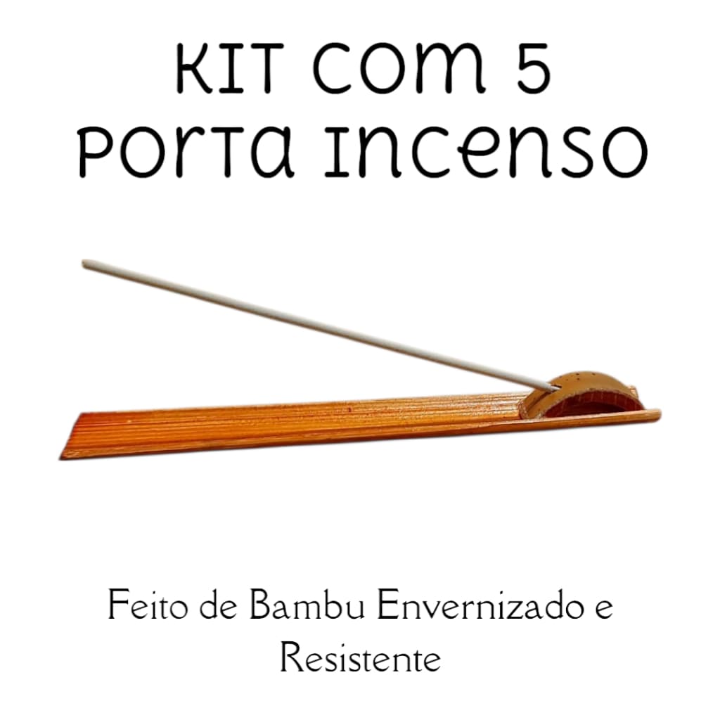 Kit com 5 Porta Incenso Envernizado Suporte para Incenso de Bambu Meditação Relaxamento