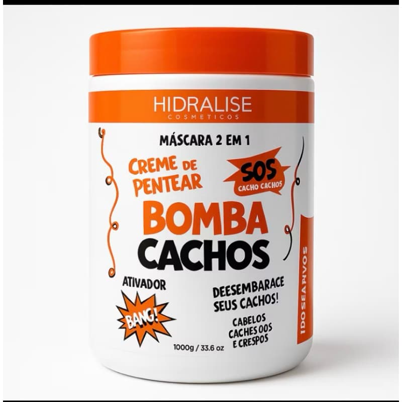 Creme de Pentear SOS Bomba Mascara 2 em 1 - Cachedos e Crespos - Hidralize 1kg