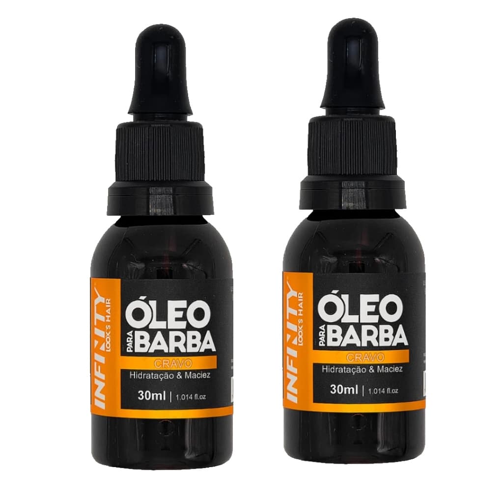 Kit 2x Óleo para Barba INFINITY LOOKS HAIR |CRAVO|Hidratação e Perfume Sofisticado|Pronta Entrega
