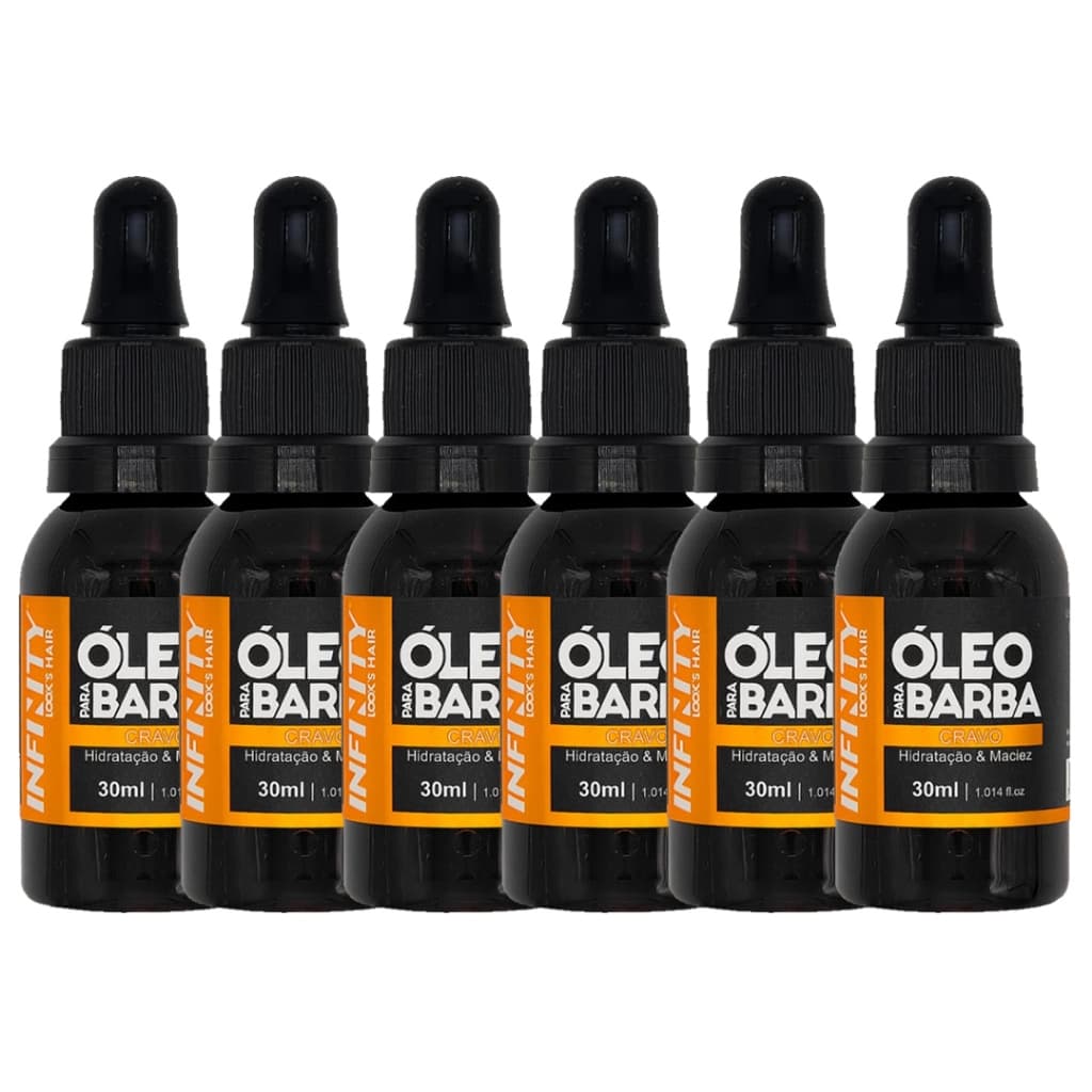 Kit 6x Óleo para Barba INFINITY LOOKS HAIR CRAVOHidratação e Perfume SofisticadoPronta Entrega