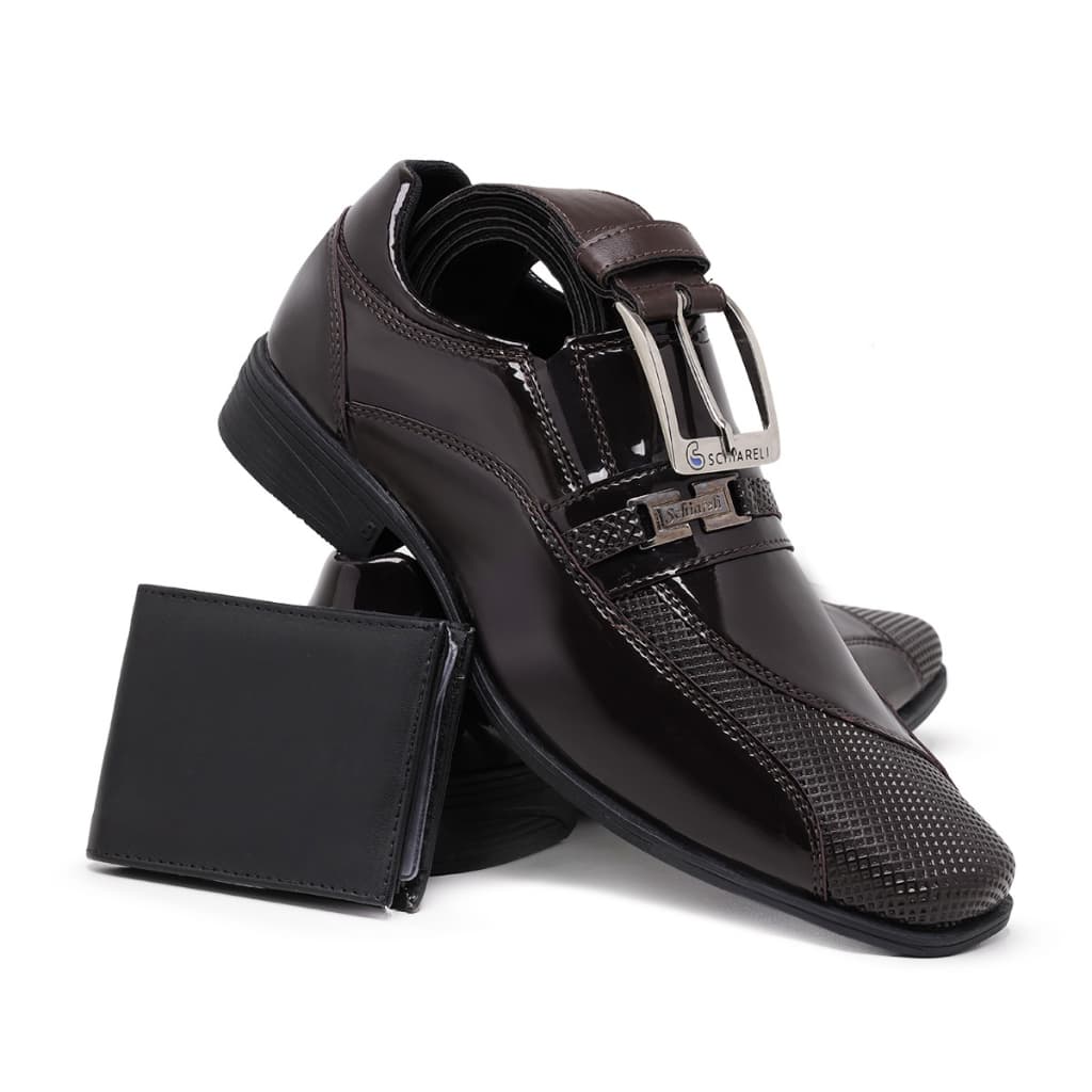 Kit Sapato Social Masculino Com Cinto E Carteira