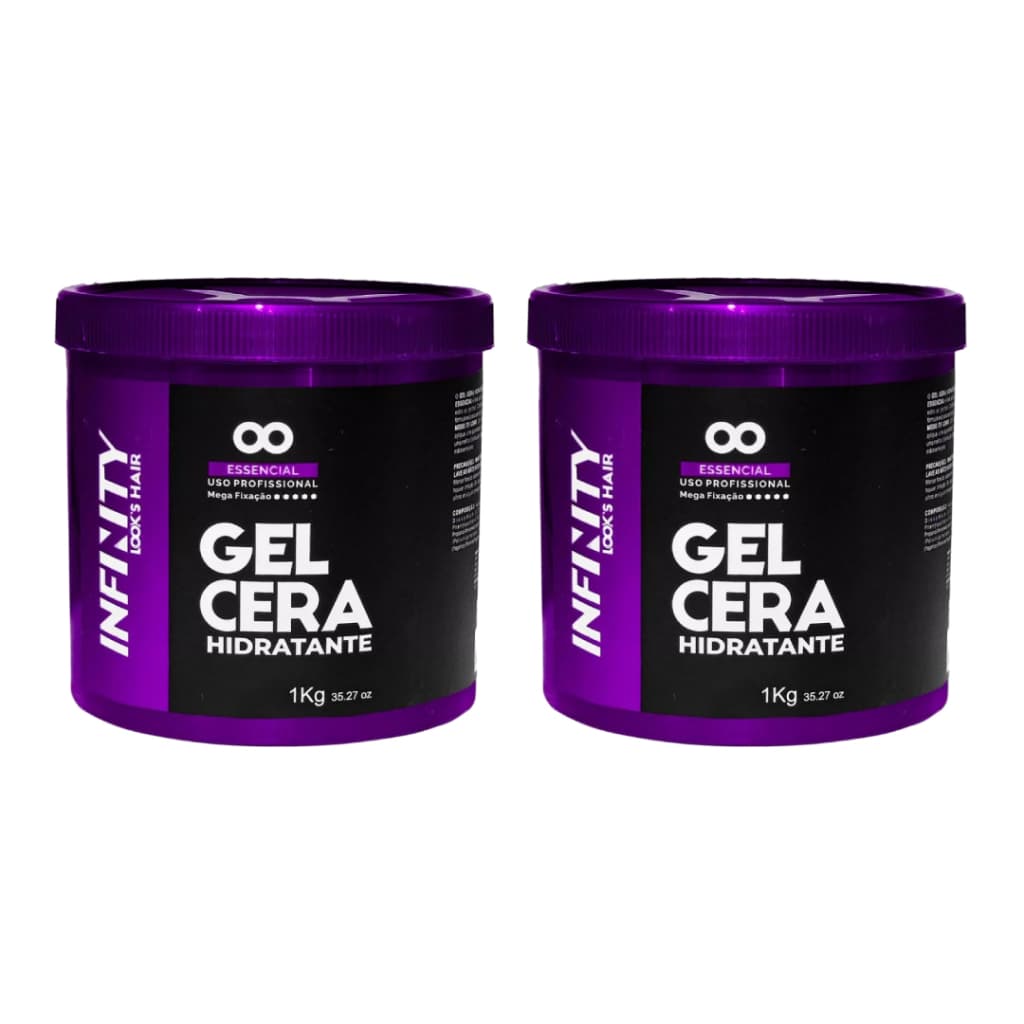 Kit 2x Gel Cera Capilar Masculino Infinity 1kg 💇‍♂️ Fixação Flexível e Hidratação para Penteados Perfeitos!