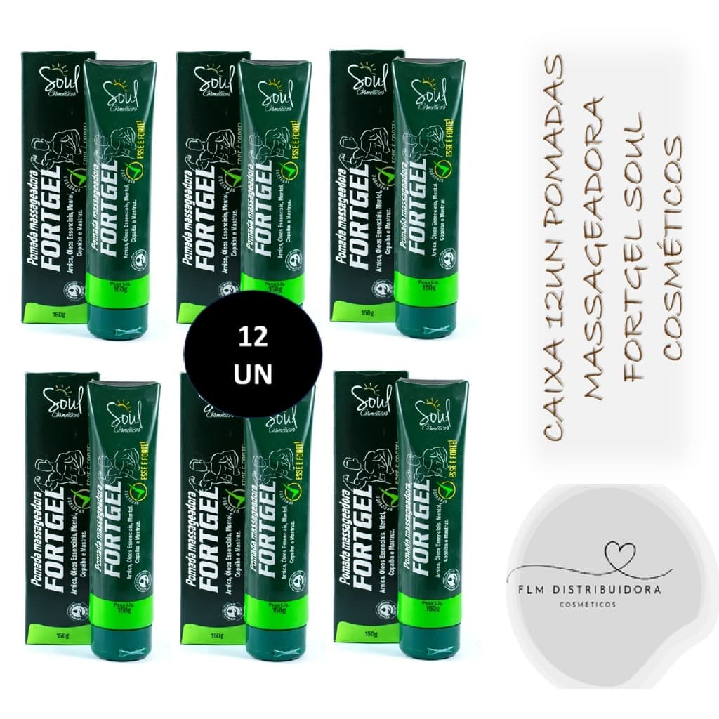 Caixa 12un Pomada Massageadora Fortgel 150g Soul Cosméticos