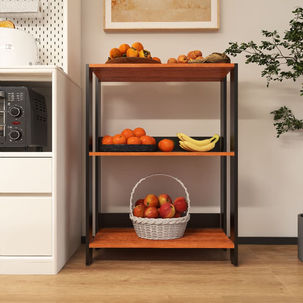 Fruteira de Chão Estilo Industrial 100% MDF Balcão Cozinha Multiuso 3 Prateleiras Fulldecor - Mod.0705