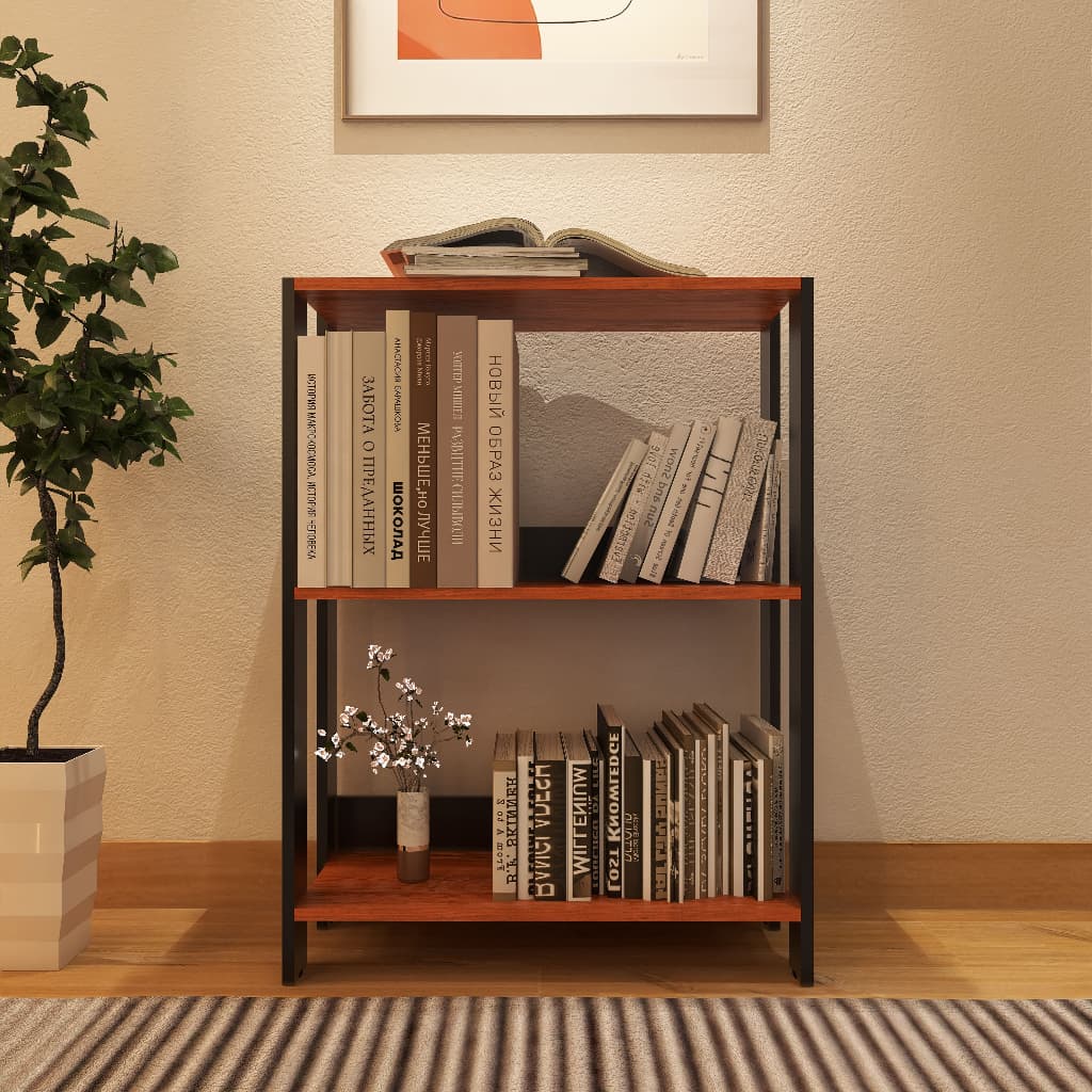 Estante Armário Organizador Livreiro Estilo Industrial 100% MDF 3 Prateleira Livros Fulldecor - Mod.0705