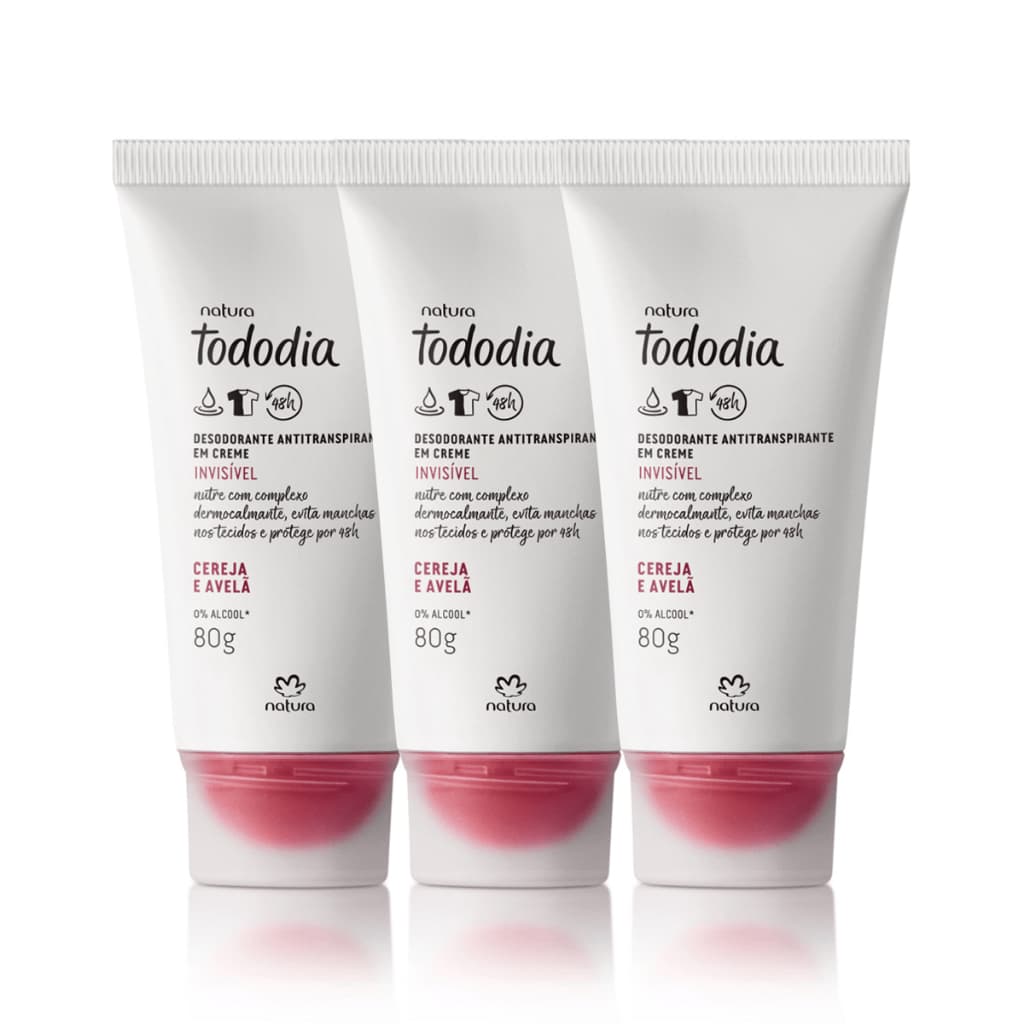 Desodorante em Creme Antitranspirante Natura Tododia 80g Cereja e Avelã