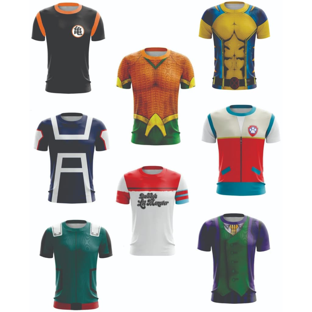 Camisa / Camiseta Dryfit  Super Heróis  Traje 3D  Fantasia Adulto Infantil Proteçao Uv